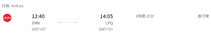 エアアジア　バンコクからルアンパバーンまでの便